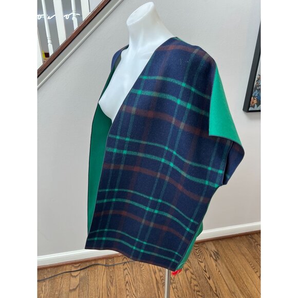 Piazza Sempione Wool Alpaca Fleece Oversized Cape Poncho Coat Plaid Size 42 - Picture 4 of 7